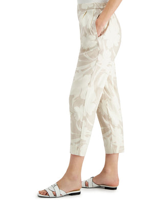 Alfani Women's Linen Floral Print Ankle Pants Brown Size X-Large
