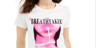 Guess Women's Heart Breaker Cotton Graphic T-Shirt White Size Large