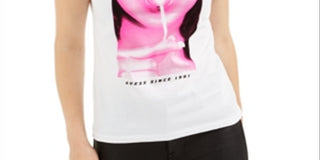 Guess Women's Heart Breaker Cotton Graphic T-Shirt White Size Large