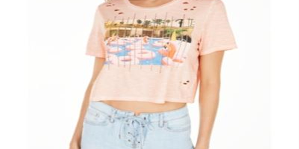 Guess Women's Pool Daze Cropped T-Shirt Black Size Large