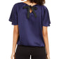 Alfani Women's Mulberry Bow Back Satin Blouse Purple Size Large