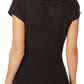 Aveto Women's  Junior's V-Neck Soft Stretch Knit Solid Top Black Size X-Large