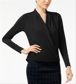 Alfani Women's Ls Knit Blouse Black Size Large