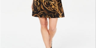 Connected Women's Printed Fit & Flare Dress Black Size 12 Petite