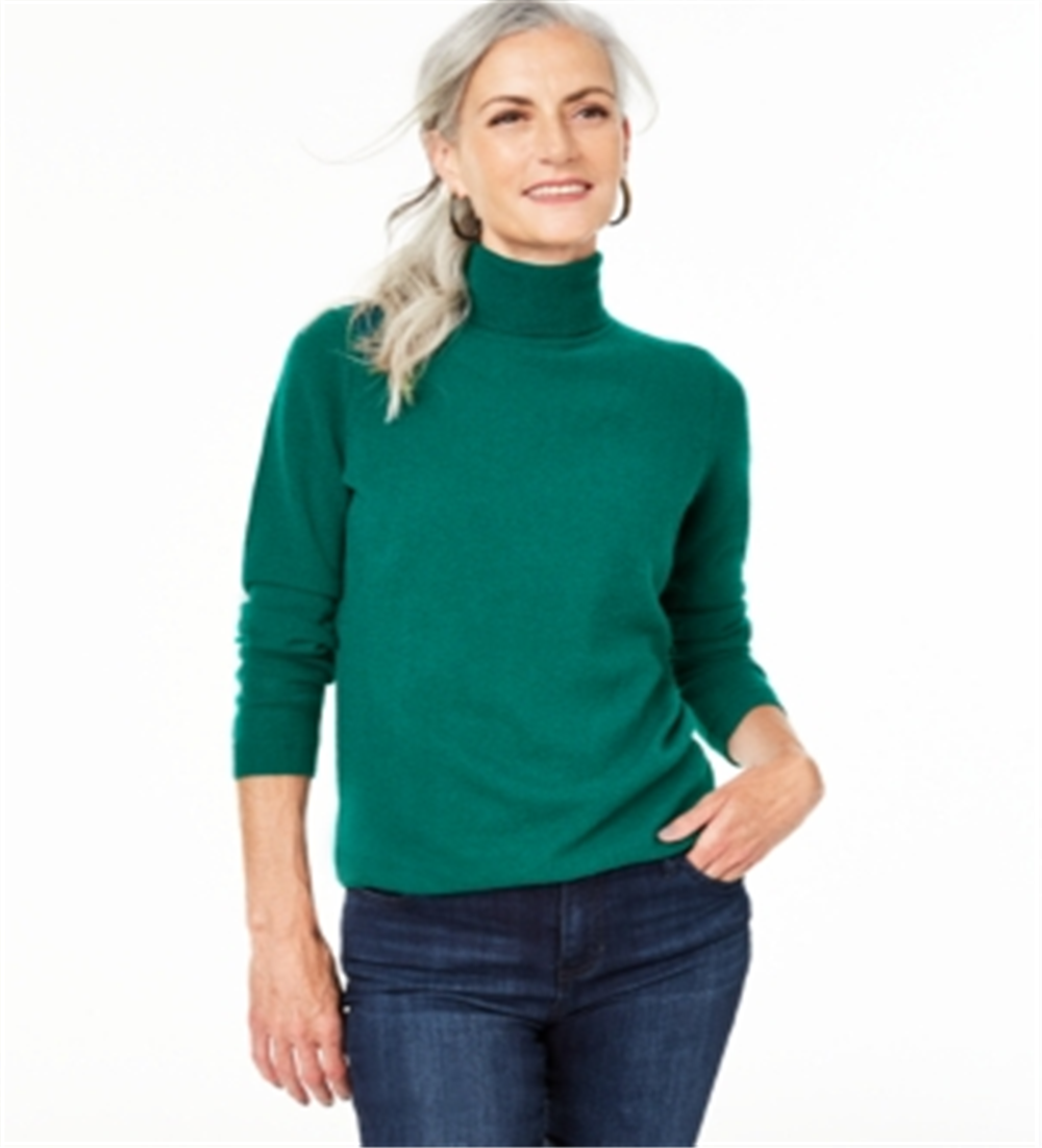 Charter Club Women's Cashmere Turtleneck Sweater Green Size X-Small