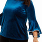MSK Women's Embellished Bell Sleeve Jewel Neck Wear to Work Top Blue Size 1X