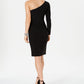 Vince Camuto Women's Side Slit One Shoulder Cocktail and Party Dress Black Size 4