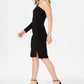 Vince Camuto Women's Side Slit One Shoulder Cocktail and Party Dress Black Size 4