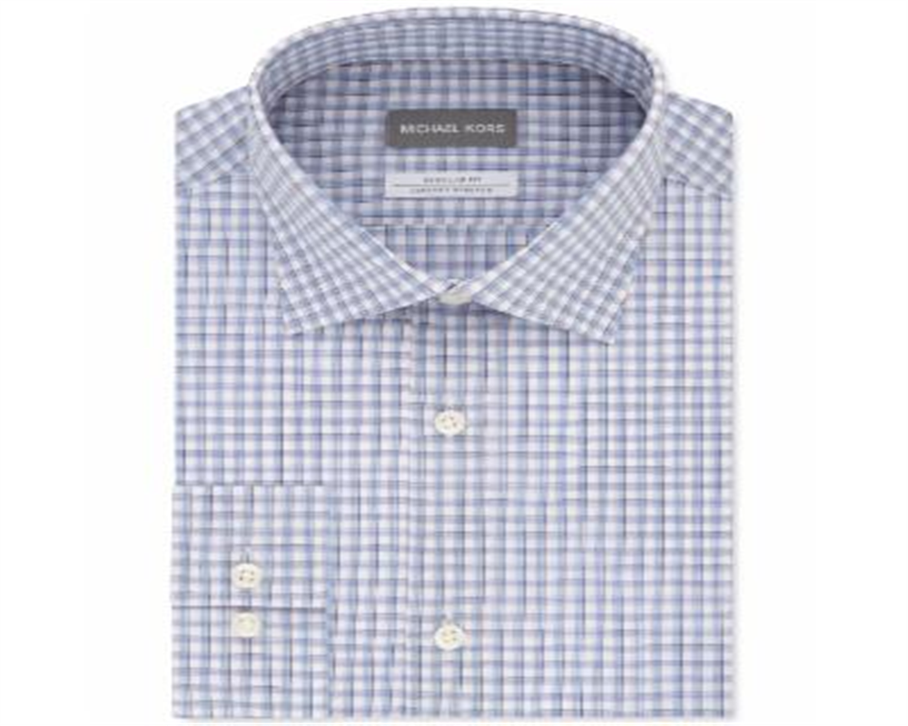 Michael Kors Men's Classic/Regular Fit Non Iron Airsoft Performance Stretch Check Dress Shirt Purple Size S