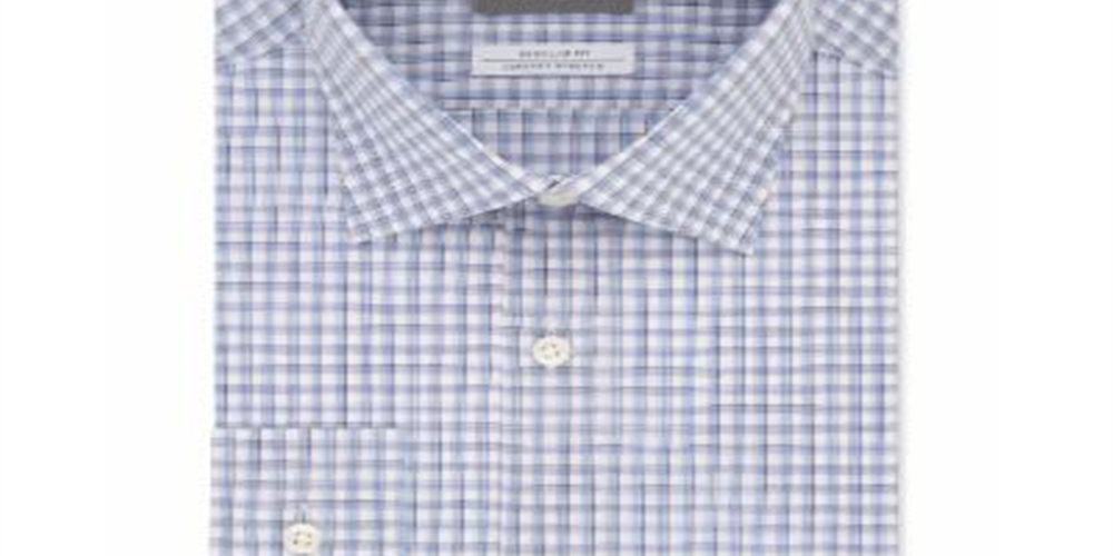 Michael Kors Men's Classic/Regular Fit Non Iron Airsoft Performance Stretch Check Dress Shirt Purple Size S