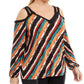 INC International Concepts Women's PlusPrinted Cold-Shoulder Top Red Size 1X