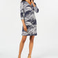 JM Collection Women's Printed Zip Front Dress Blue Size Petite Medium