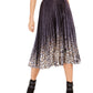 Lucy Paris Women's Pleated Animal Print Velvet MIDI Skirt Black Size Small