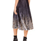 Lucy Paris Women's Pleated Animal Print Velvet MIDI Skirt Black Size Small