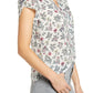 Lucky Brand Women's Printed Tulip Sleeve Top White Size XL