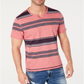 INC International Concepts Men's Stripe Split Neck T-Shirt Pink Size X-Small
