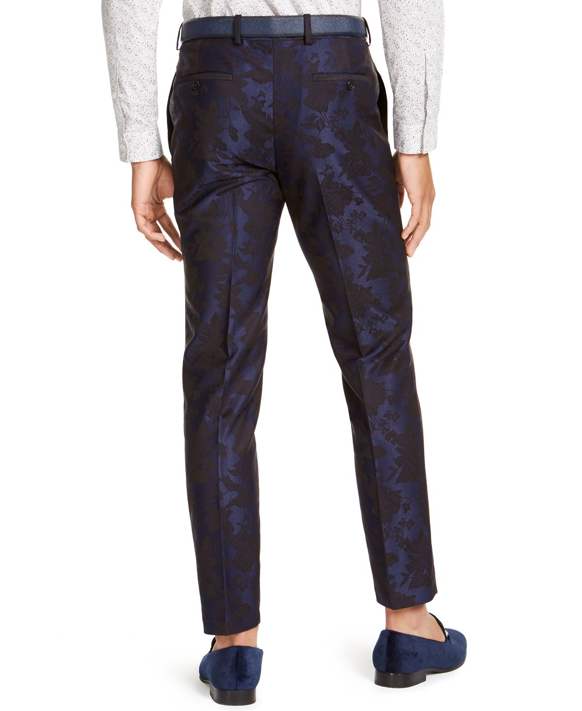 INC International Concepts Men's Flat Front Tapered Floral Pants Blue Size 32X32