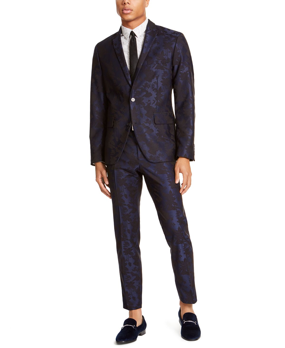 INC International Concepts Men's Flat Front Tapered Floral Pants Blue Size 32X32