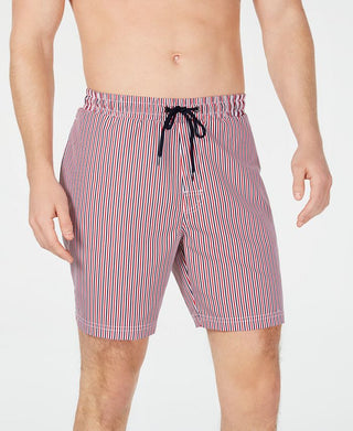 Club Room Men's Americana Striped Swim Trunks Red Size XX-Large