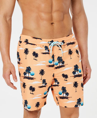 Club Room Men's Sunset Quick Dry Swim Trunks Orange Size Small