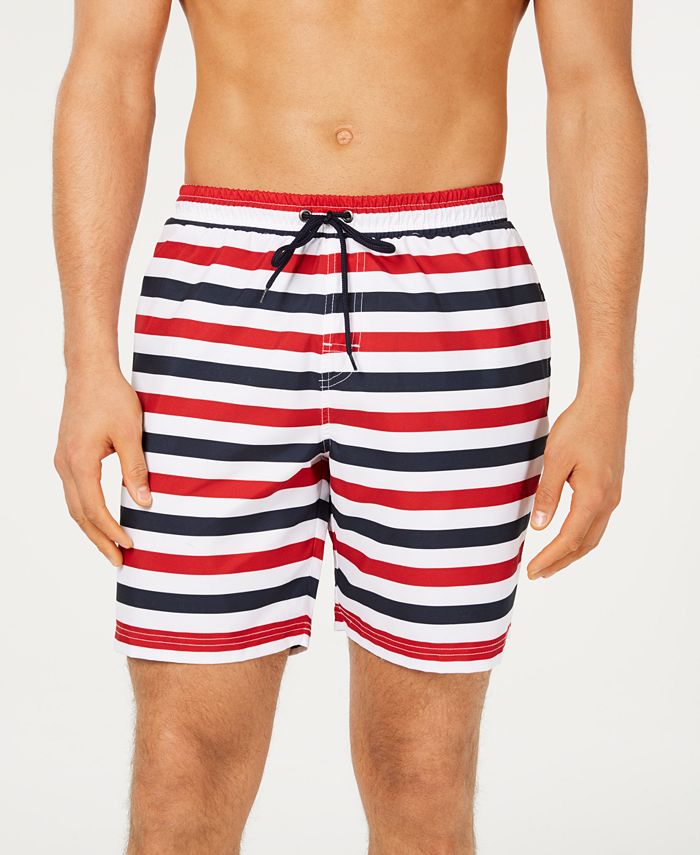 Club Room Men's Quick Dry Horizontal Stripe Twill Swim Trunks Blue Size XX-Large