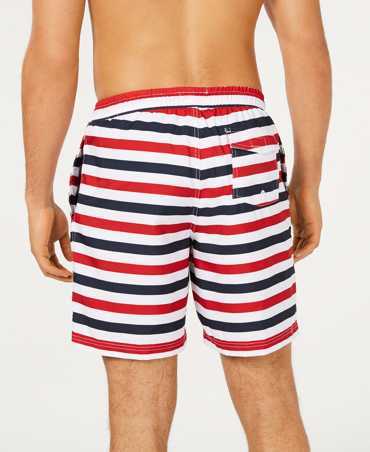 Club Room Men's Quick Dry Horizontal Stripe Twill Swim Trunks Blue Size XX-Large