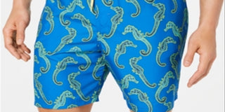 Club Room Men's Seahorse Quick Dry Swim Trunks Blue Size Large
