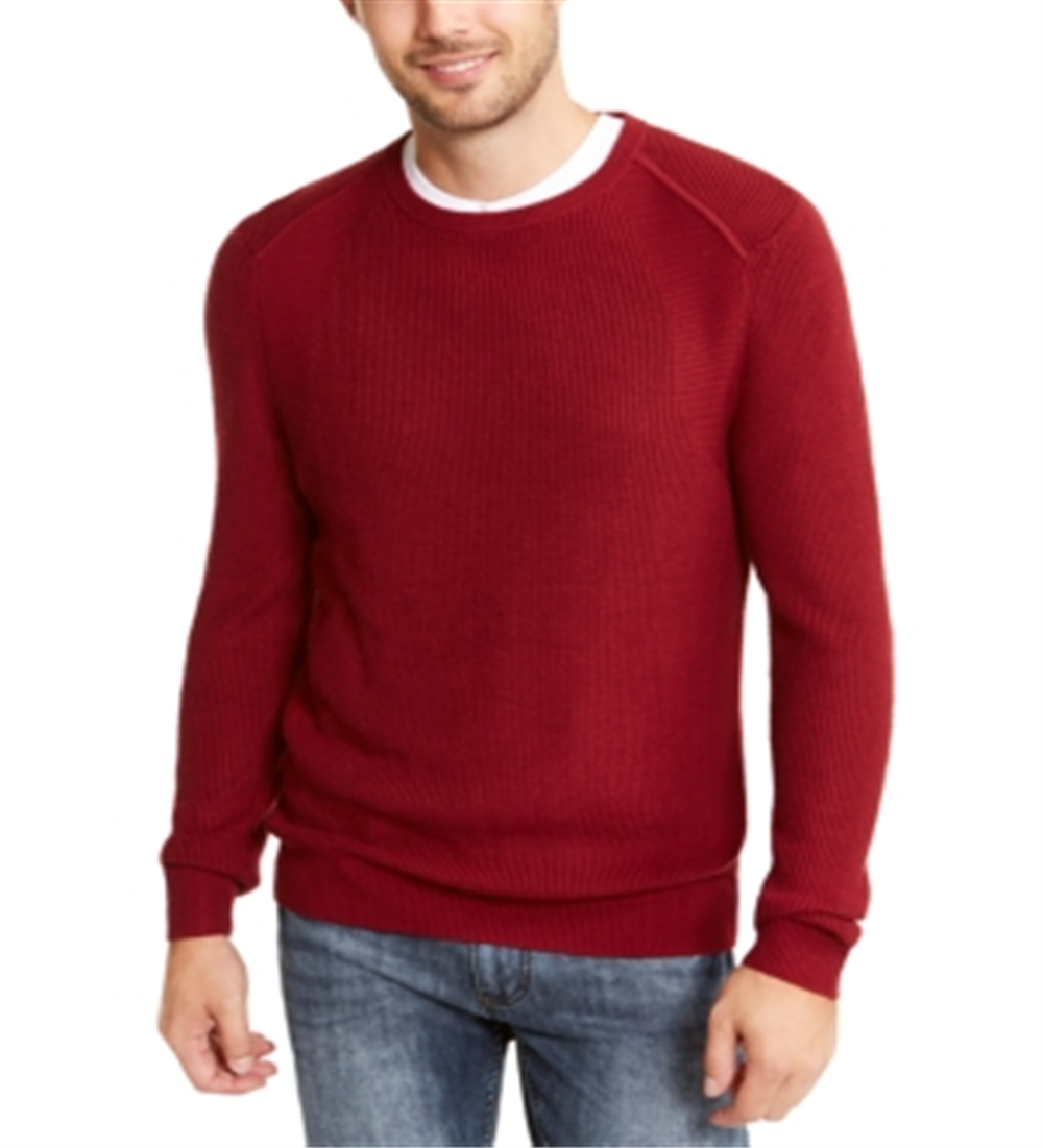 INC International Concepts Men's Sweater Crewneck Textured Knit Solid Pullover Red Size XX-Large