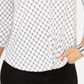 Charter Club Women's Petite V-Neck 3/4-Sleeve Top White Size Petite S