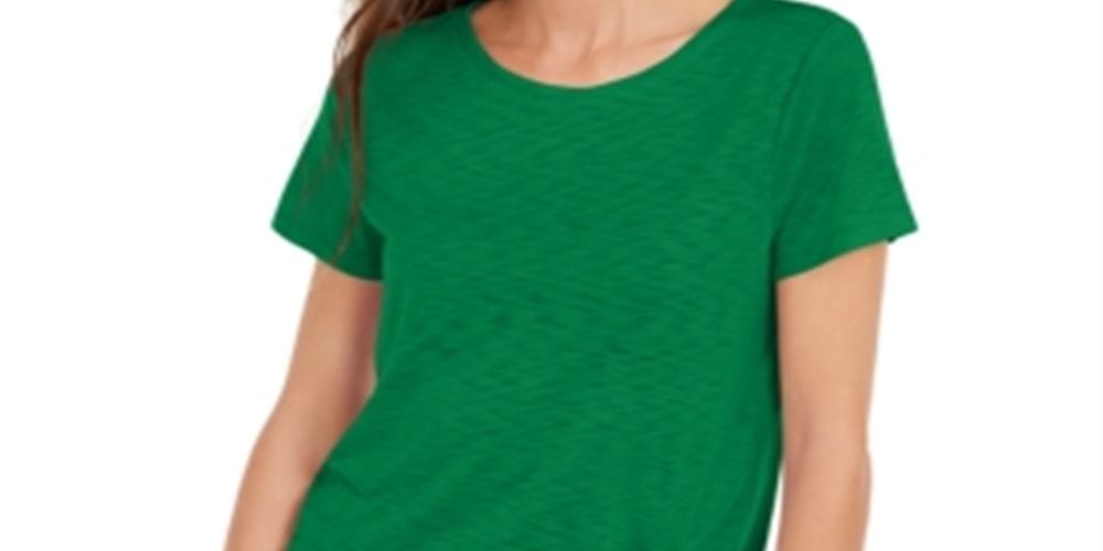 INC International Concepts Women's  Ruched T-Shirt Green Size X-Small
