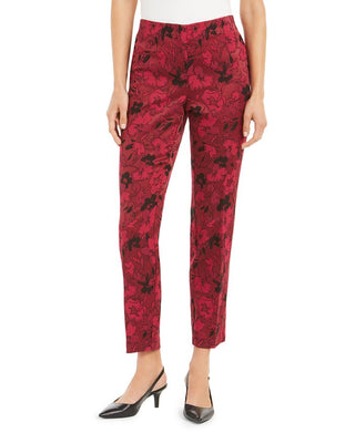 Alfani Women's Hollywood Waist Jacquard Slim Pants Pink Size 2