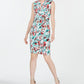 Calvin Klein Women's  Floral Sleeveless V Neck Above the Knee Sheath Dress White Size 6