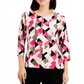 JM Collection Women's Printed Jacquard Top Pink Size Large