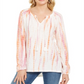 Style & Co Women's Tie Dye Peasant Top Orange Size X-Small