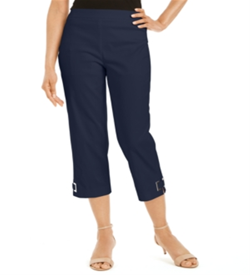 JM Collection Women's Grommet TrimCapri Pants Blue Size XX-Large