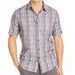 Tasso Elba Men's Obelisco Dobby Cotton Plaid Button-Down Shirt Gray Size Large