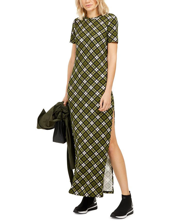 Michael Kors Women's Short Sleeve Maxi Shift Dress Green Size X-Large