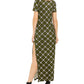 Michael Kors Women's Short Sleeve Maxi Shift Dress Green Size X-Large