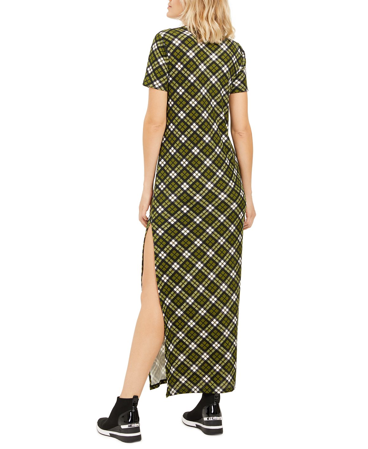 Michael Kors Women's Short Sleeve Maxi Shift Dress Green Size X-Large