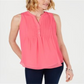 Charter Club Women's Sleeveless Pintuck Blouse Pink Size Large