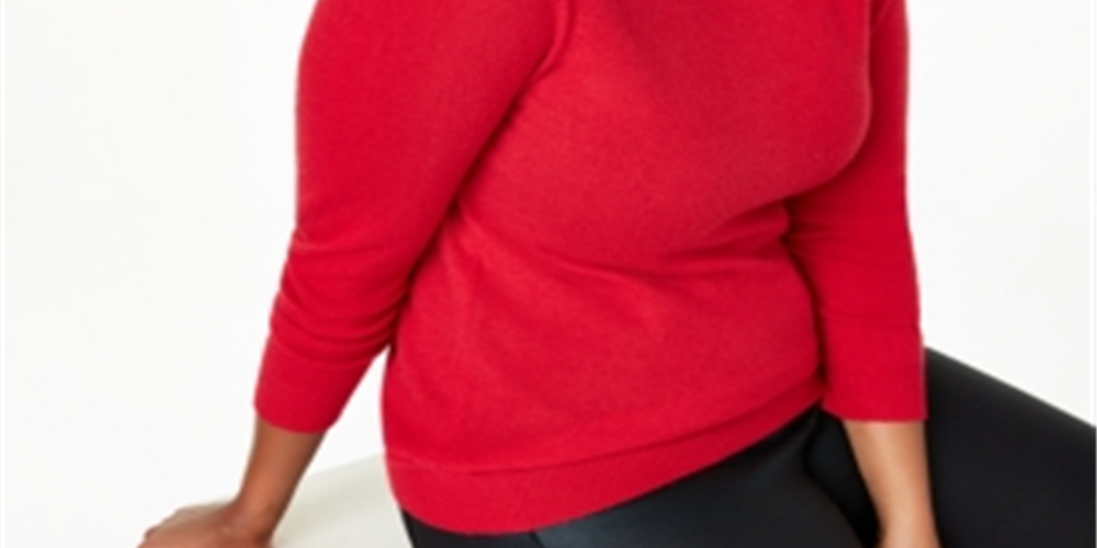 Charter Club Women's Crewneck Cashmere Sweater Red Size 1X