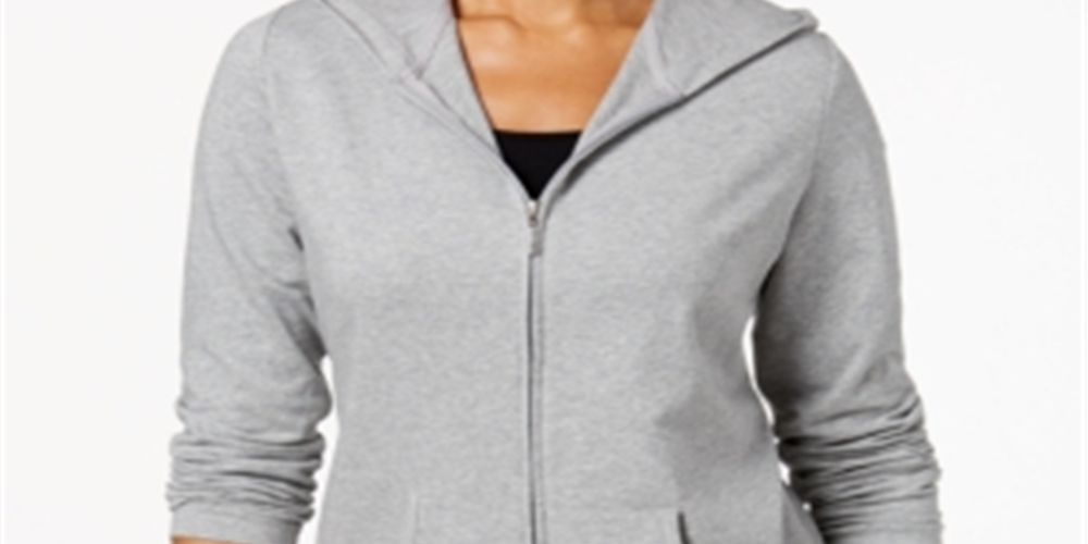Karen Scott Women's Long Sleeve Zip Front Hoodie Gray Size X-Small