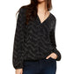 INC International Concepts Women's Metallic Surplice Top Black Size Small