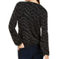 INC International Concepts Women's Metallic Surplice Top Black Size Small