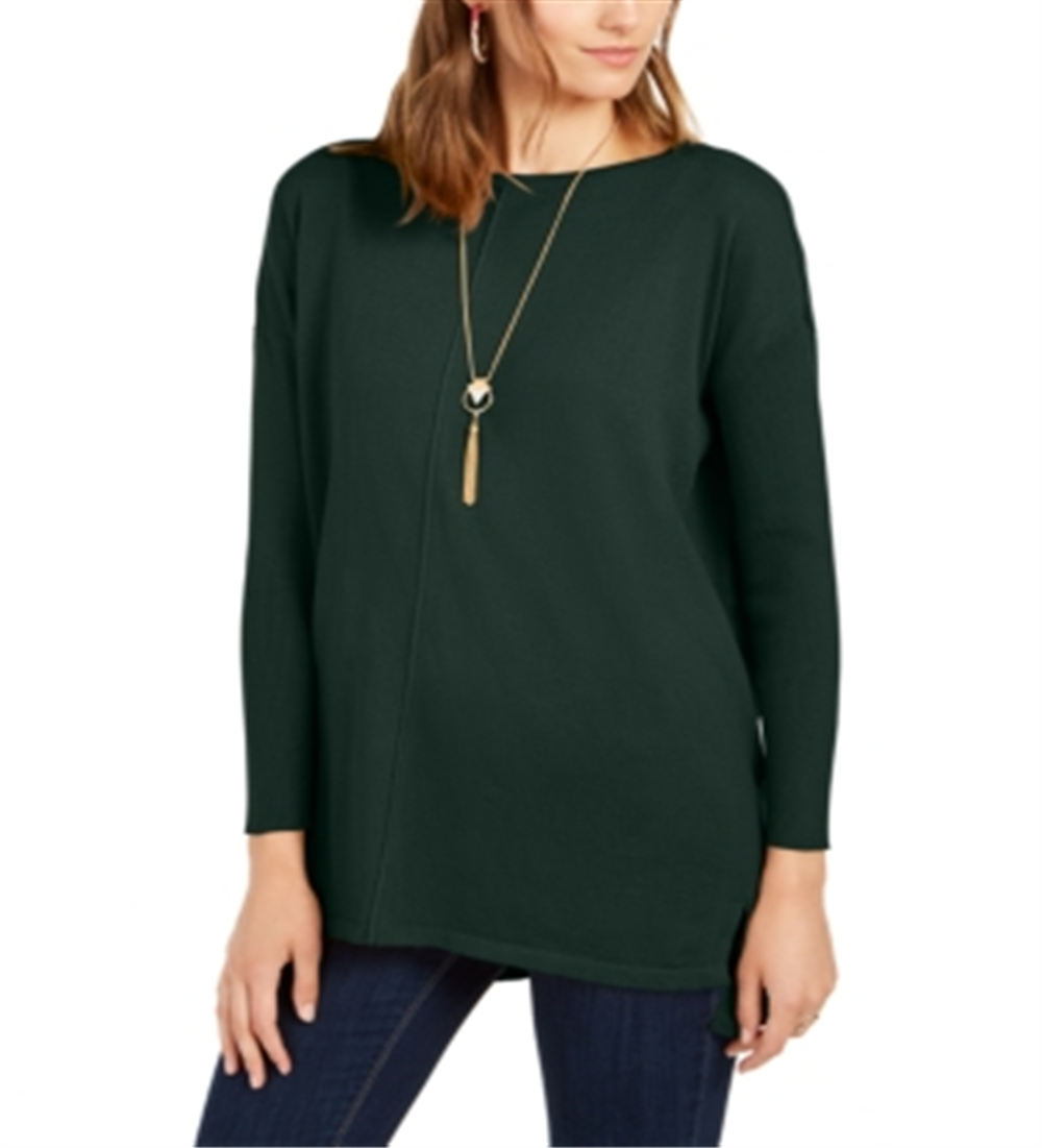 Style & Co Women's Seam-Front Tunic Sweater Green Size X-Small