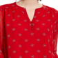 Charter Club Women's Printed Split Neck Bell Sleeve Top Red Size Petite L