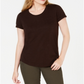 Style & Co Women's Cotton Crew-Neck T-Shirt Brown Size X-Small