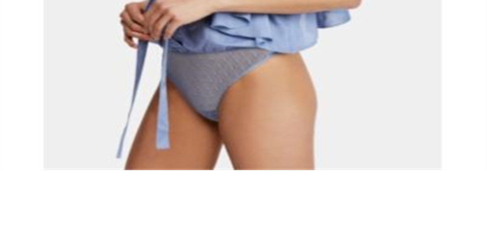 Free People Women's Call Me Later Ruffled Tie Front Bodysuit -Blue Size L