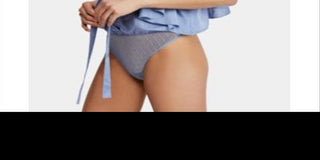 Free People Women's Call Me Later Ruffled Tie Front Bodysuit -Blue Size L