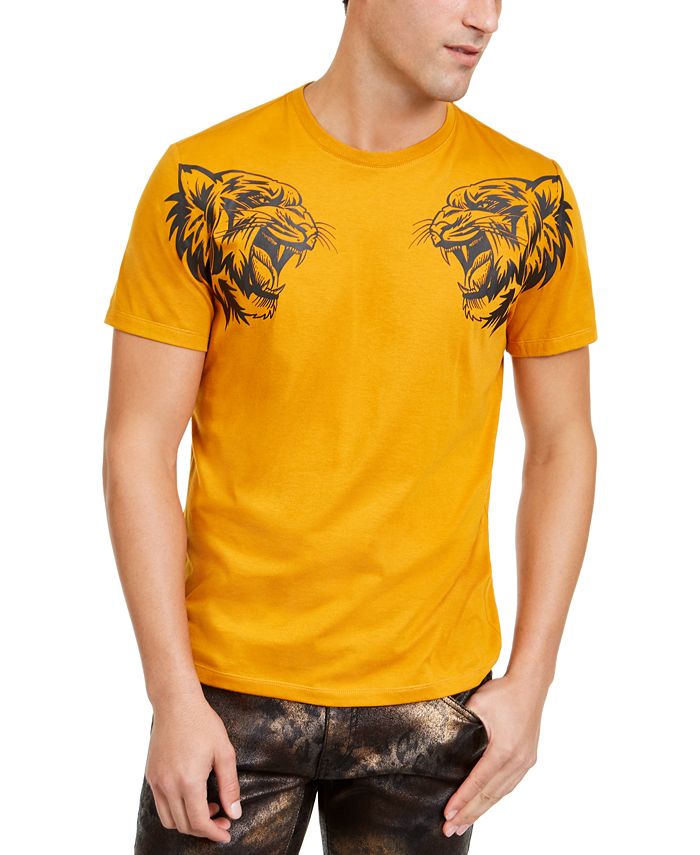 INC International Concepts Men's Dual Tiger T-Shirt Yellow Size X-Large